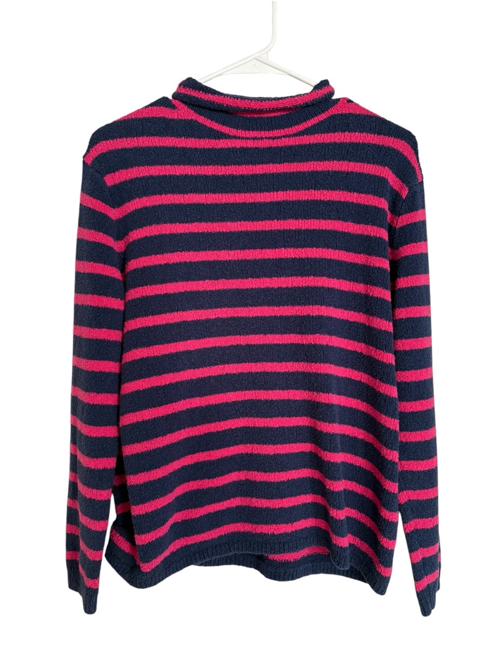 J.Crew Re-Imagined Navy Pink Striped Mock Neck Sweater Size S